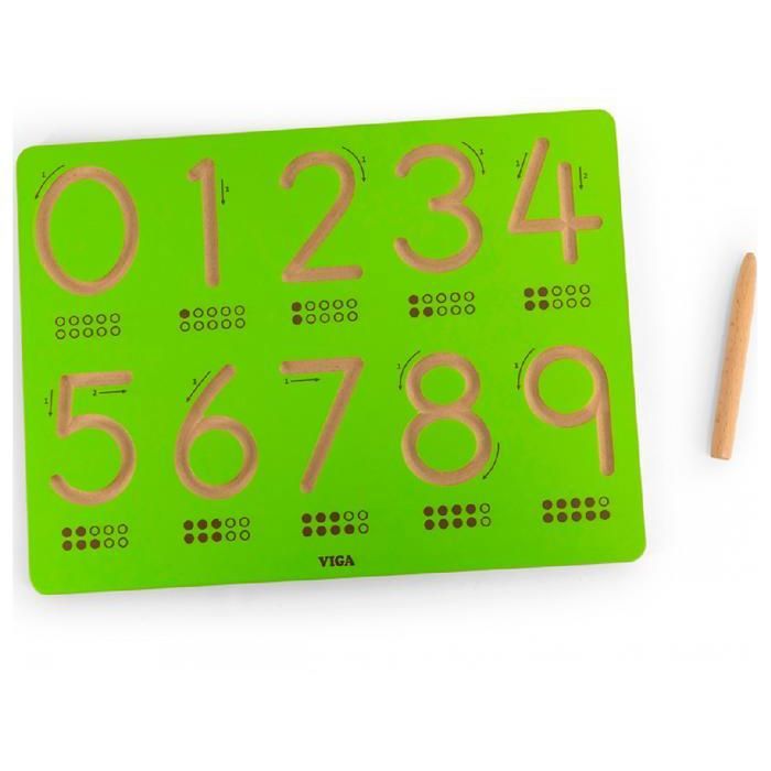 Jouet éducatif - VIGA - Tracing Board - Numbers - À partir de 3 ans - Bois - 2 pièces