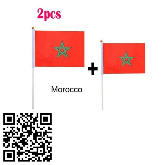 Drapeau marocain - Non spécifié - Lot de 2 - Rouge - Étoile verte - Décoration patriotique