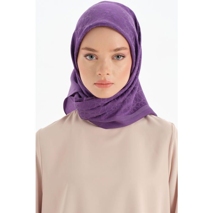Écharpe - Violet - Motif circulaire - 57% Lyocell - 43% Coton - 99x99 cm