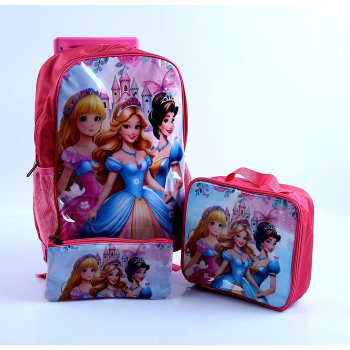 Set fille - GENERIC - 3 Princesses - Trolley 40 cm - Sac goûter - Trousse inclus