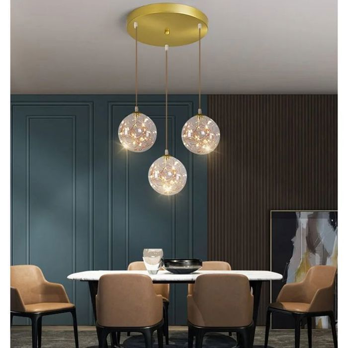 Suspension Nordique Minimaliste Doré + 3 Ampoules à Filament LED Offerte