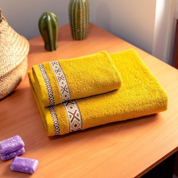 Serviette - Berbère - Pack 2 pièces - 100% coton - Design marocain - Jaune