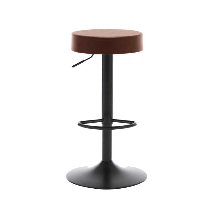 Tabouret de bar réglable - DANSMAMAISON - BILBAO - Similicuir - Métal - Marron chaleureux