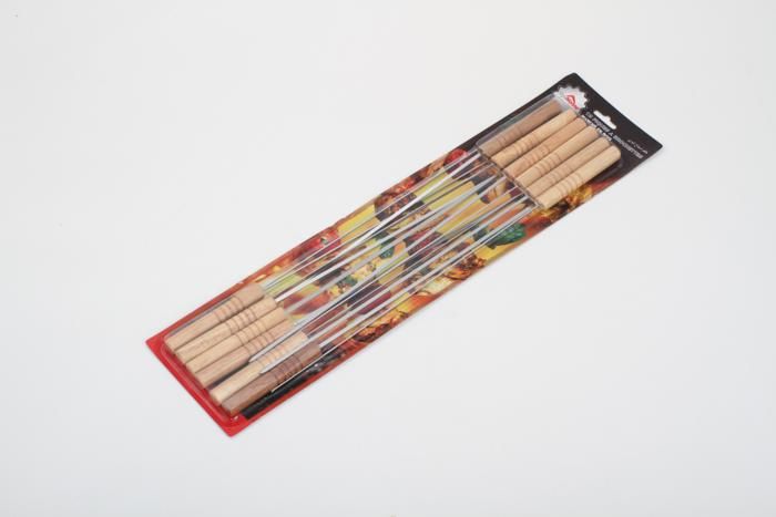 12PCS BROUCHE BARBECUE POIGN BOIS ZDBQ-08A