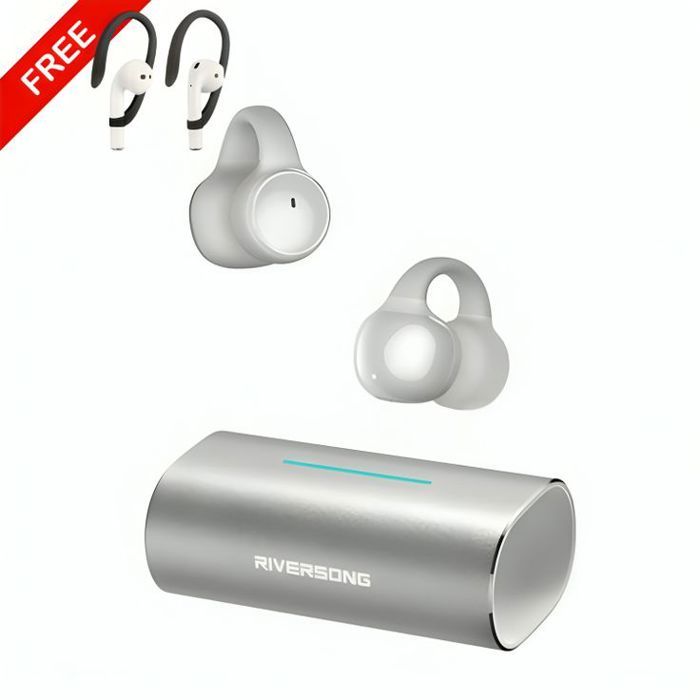 Ecouteur Riversong sans fil AIR CLIP L3 30H PLAYING TIME + Crochets d'Oreilles Sportifs Gratuit