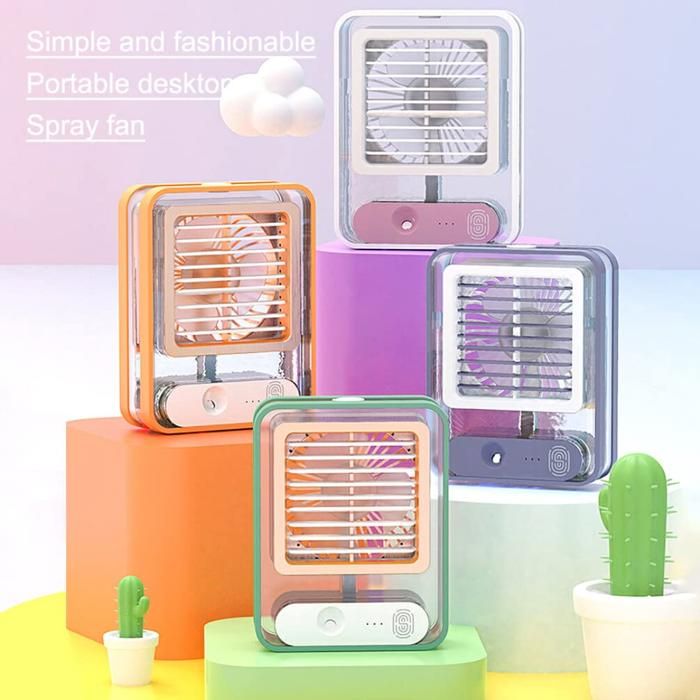 Mini Ventilateur - Portable - Rechargeable - Brumisateur - Lumière LED -  (couleur aléatoire)