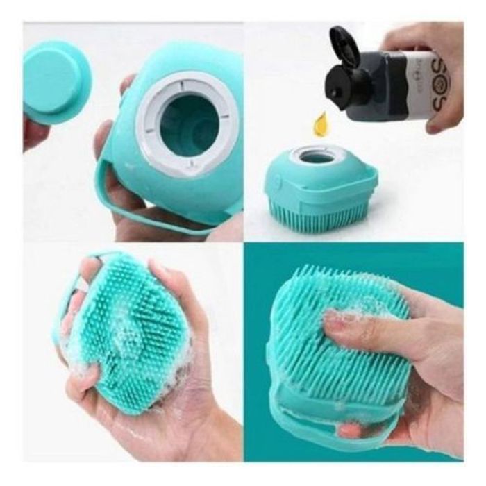 Brosse de douche en Silicone du corps avec Distributeur du Shampooing ou gel de douche.