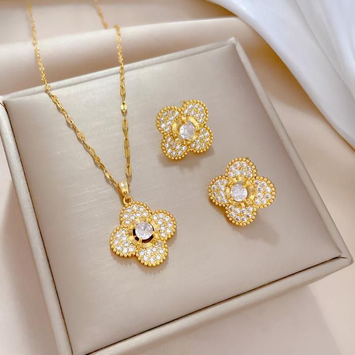 Ensemble de Bijoux - EGO - EGO016 - Doré - Acier - Cristal