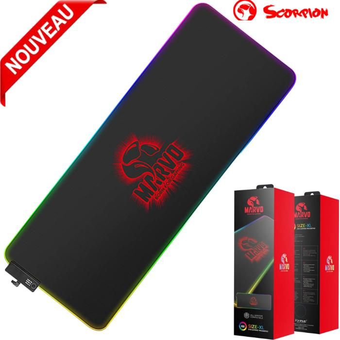 MarvoTapis de souris gaming RGB grande 800 x 305 x 4 mm,G45 antidérapante et étanche