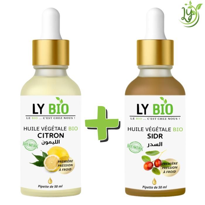 Pack Huile - LYBIO - Citron & Sidr - 50ml - Pipette - Soin Cheveux & Peau