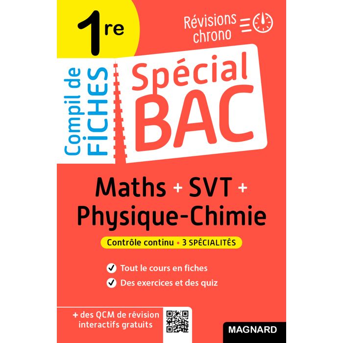 Ressource pédagogique - GENERIC - Spécial Bac - Fiches Maths, Physique, Chimie, SVT - 1ère Bac - Illustré