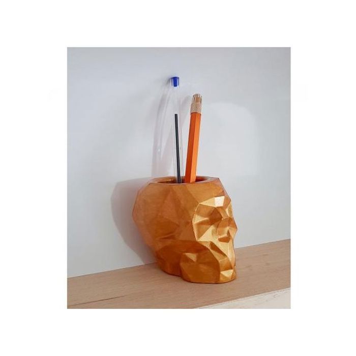 Distributeur de stylos - Artisanal - Jesmonite & Béton - Couleur Dorée - Objet Décoratif - Bureau