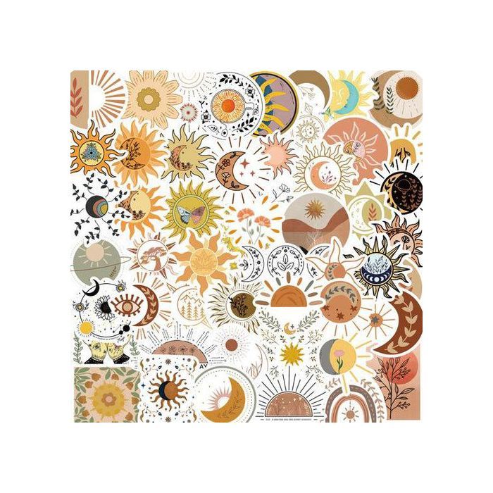 Stickers - Multicolore - 50pcs - Fleurs Mystiques - Décoration Murale - Design Contemporain