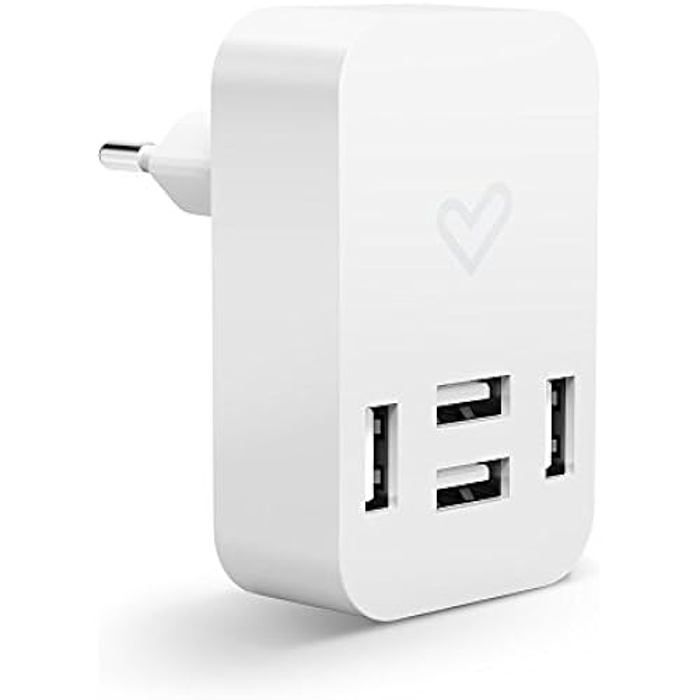Energy Sistem Home Charger 4,0 A Quad USB (4000 mAh, 100% universel, quatre ports USB pour chargeur jusqu'à 4 appareils