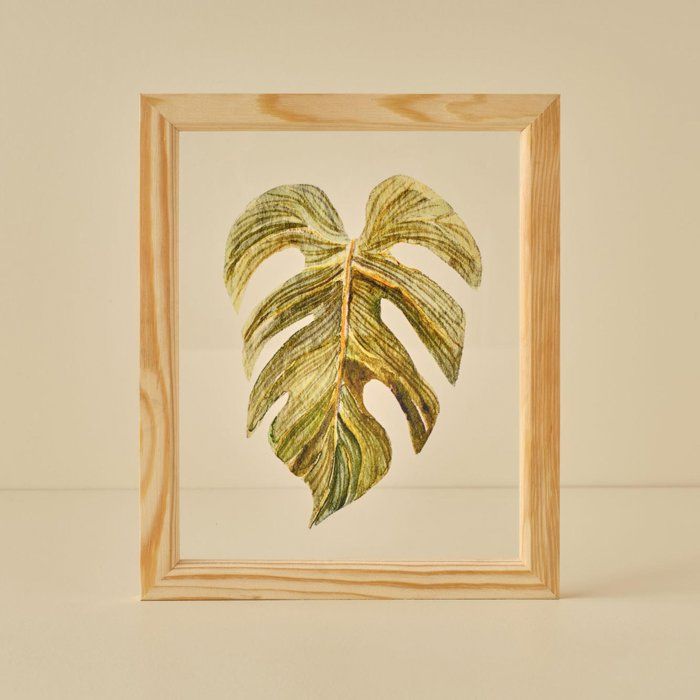 Tableau - BELLA MAISON - 28x23 cm - Verre - Bois de palmier - Naturel
