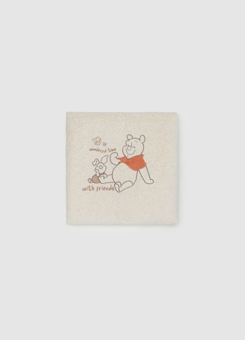 Couverture en velours avec broderie Winnie l'ourson - White/Beige