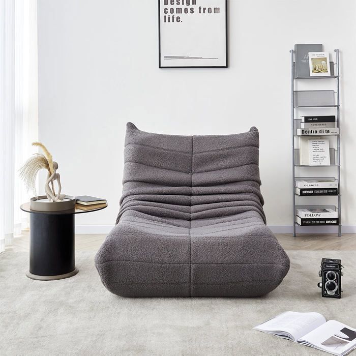 Fauteuil - 100% Mousse - Gris - Tissu Respirant - Rembourrage Haute Densité