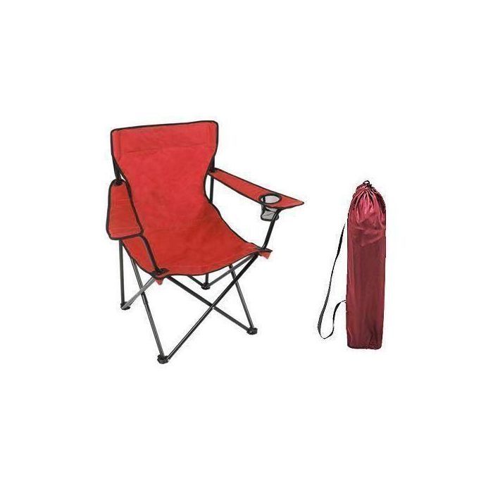 Offre Toop Pack 4chaises de camping et plage Fauteuil avec porte gobelet rouge-6