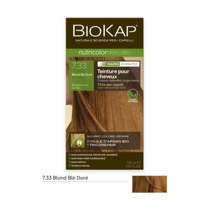 Coloration - Biokap - Nutricolor Delicato Rapid 7.33 - Blond Blé Doré - 135ml - Sans ammoniaque