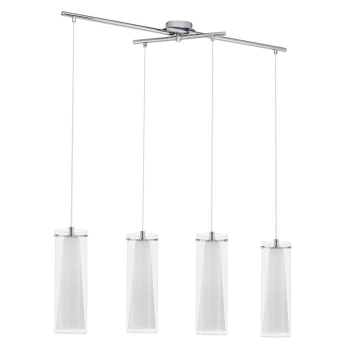 PINTO-Suspension Barre 4 lumières Acier & Verre L90,5cm Blanc Eglo