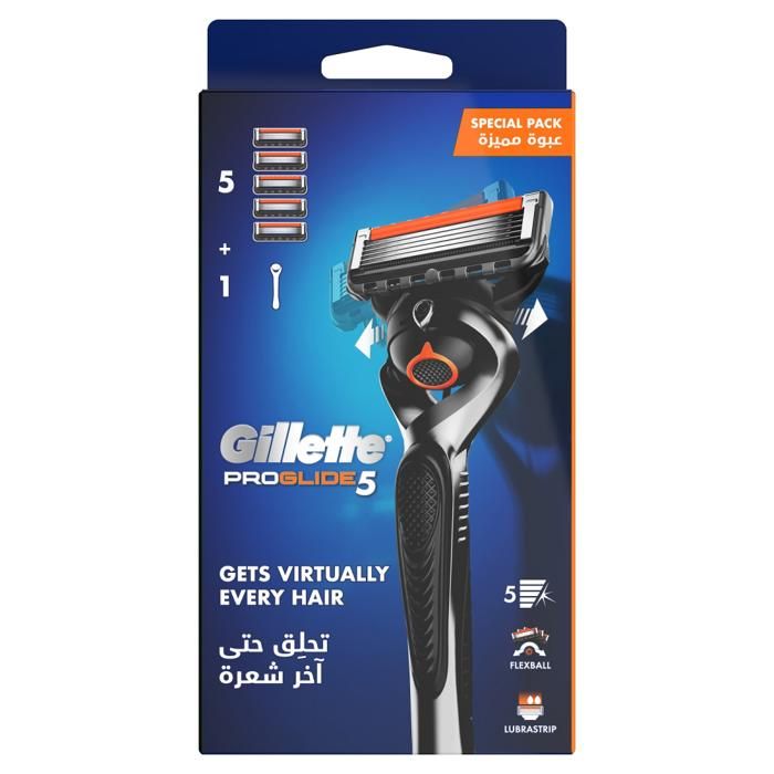 Rasoir - GILLETTE - Fusion 5 Proglide Flexball - 1 Manche + 4 Recharges - Lames anti-friction - Aloe vera
