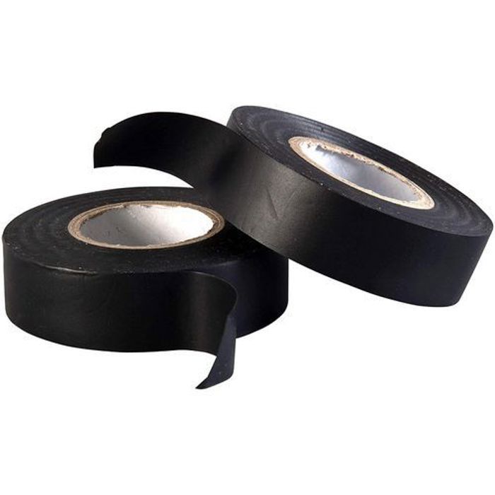 Ruban Adhésif - Scotch - Noir - PVC Isolant Électrique - 19 mm x 20 m - Lot de 2