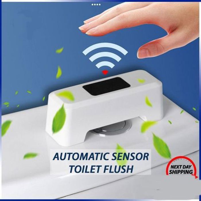 Bouton de chasse d'eau automatique - MTO1 - Blanc/Bleu - Batterie longue vie - Autonomie 3 mois - IPX5