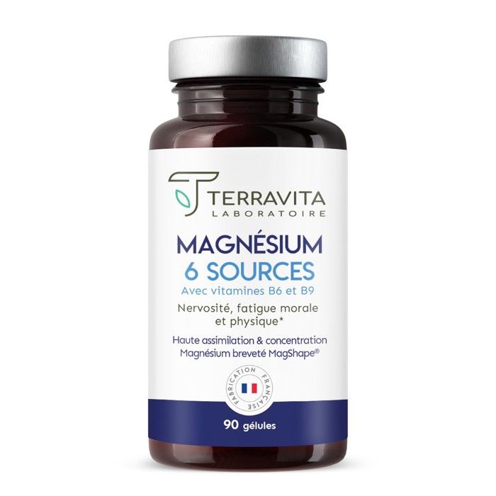 Magnésium 6 sources avec vitamine B6 et B9 - MADE IN FRANCE