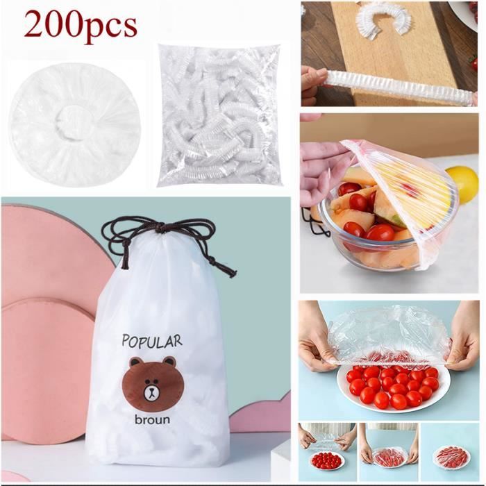 Sacs De Conservation Frais Housses éLastiques RéUtilisables Pour Le Stockage Des Aliments, Douche Transparente Bonnets de Bain
