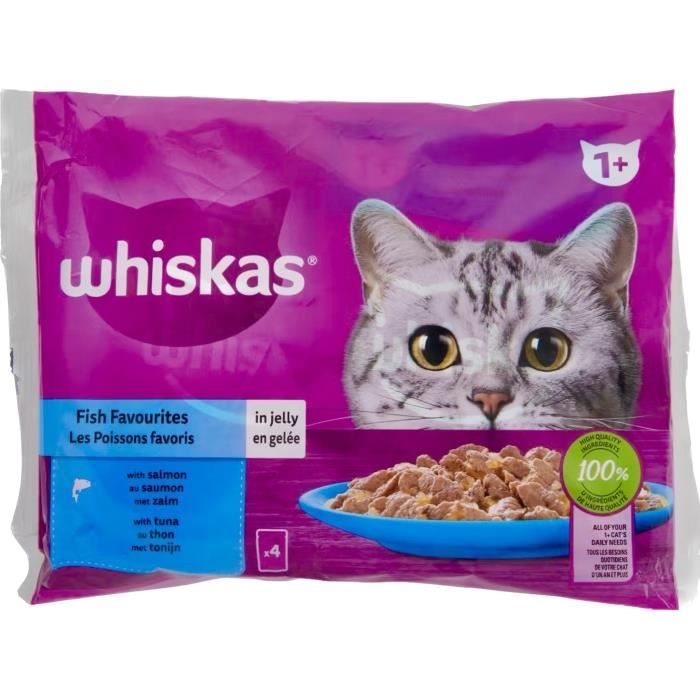 Whiskas Sachets de paté en gelée aux Saumon et Thon 4x85g