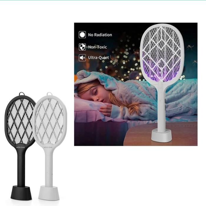 Raquette anti-moustiques électrique - Dispositif efficace contre les insectes pour l'été (Couleur et designe aléatoire)