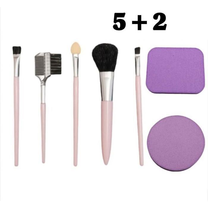 Pinceaux de maquillage et  Éponges de maquillage.5 mini pinceaux de précision et 2 Eponges. Couleurs aléatoires.