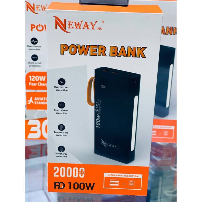 Power bank - NEWAY - 20000mAh - PD 100W - Charge rapide - Écran LED - Protection surcharges
