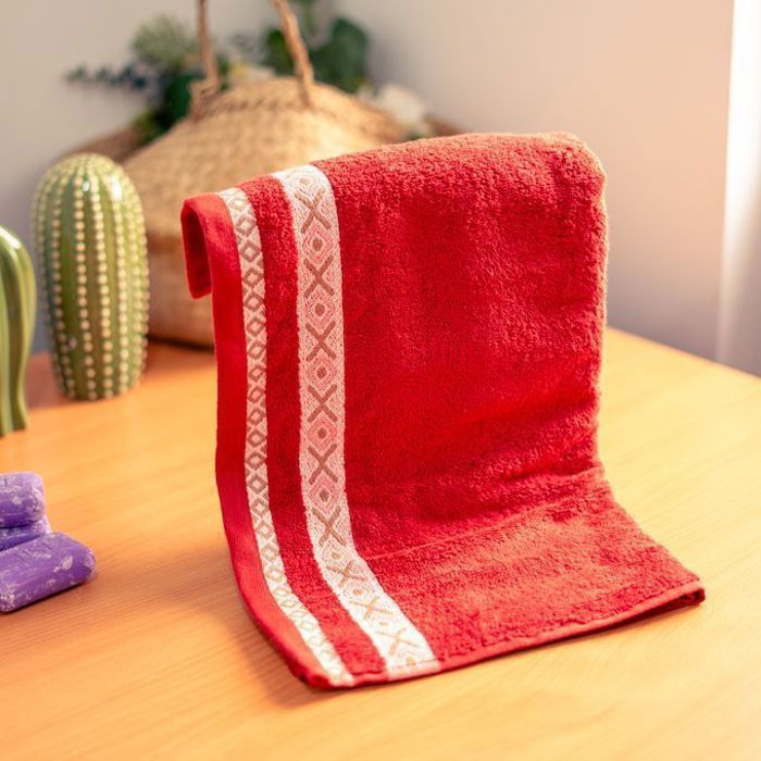 Serviette - Berbère - 50x90 cm - 100% coton - Rouge - Design marocain