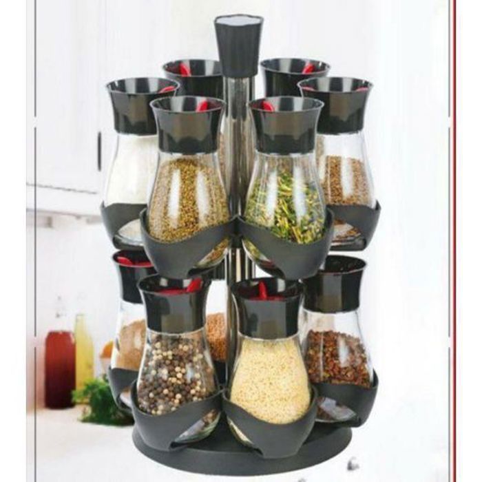 Set 12 Pots à épices avec Support et un Design Magnifique