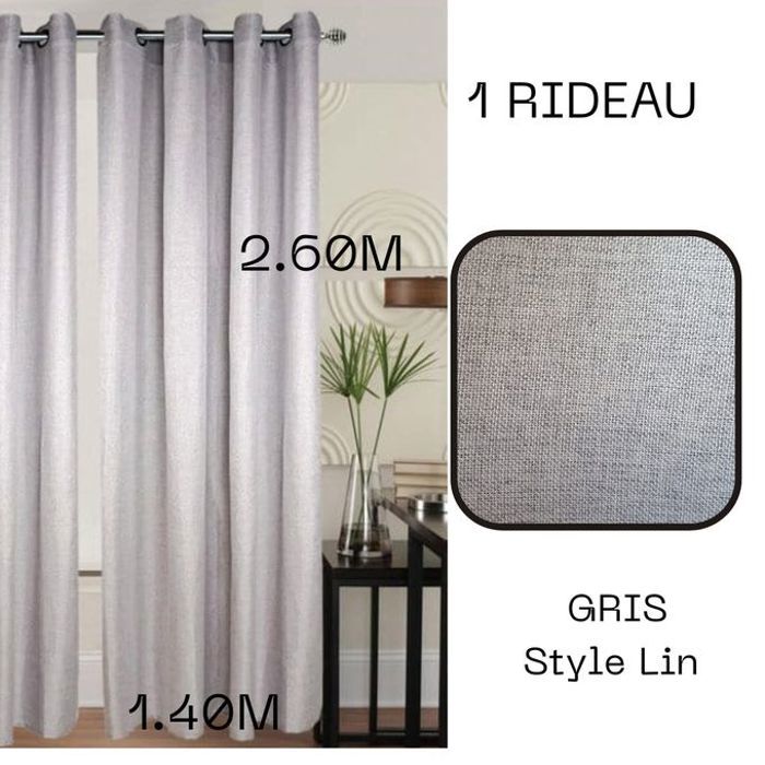 Rideau Gris Clair - 140x260cm - Style Lin - Occultant & Élégant
