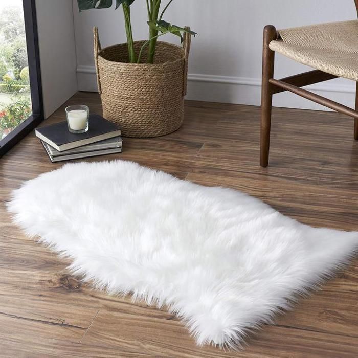 Tapis de sol - Moelleux - Blanc - Antidérapant - 75x100 cm - Moderne