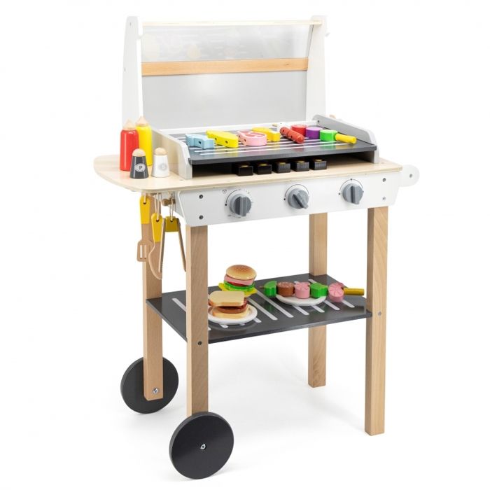 Jouet BBQ - VIGA - BBQ Set - 47 accessoires - Bois non toxique - Grille rétractable