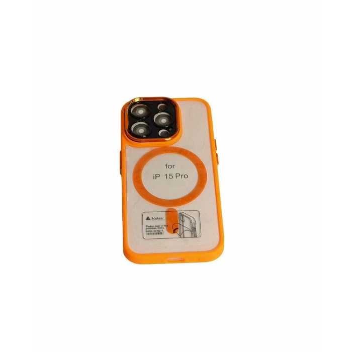 Coque Transparente pour iPhone 15 Pro – Bords Orange & Dos Transparent