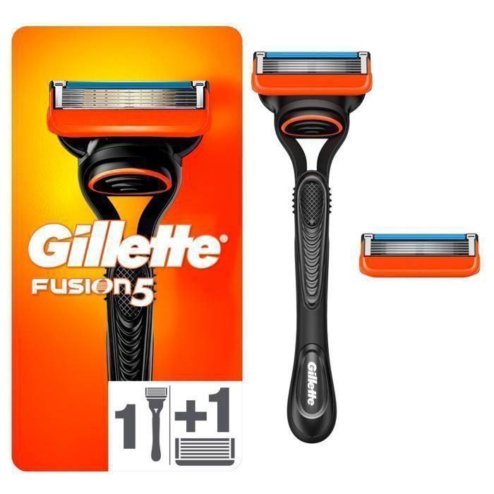 Rasoir - Gillette - Système Fusion 5 - 5 lames - Recharge 1 mois - Pour peaux normales