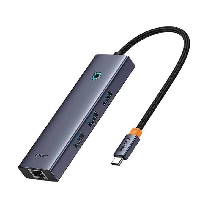 Adaptateur HUB 6 ports Type-C vers HDMI4K @30Hz*1+USB 3.0*3+PD*1+RJ45*1 Gris-b00052802811-00
