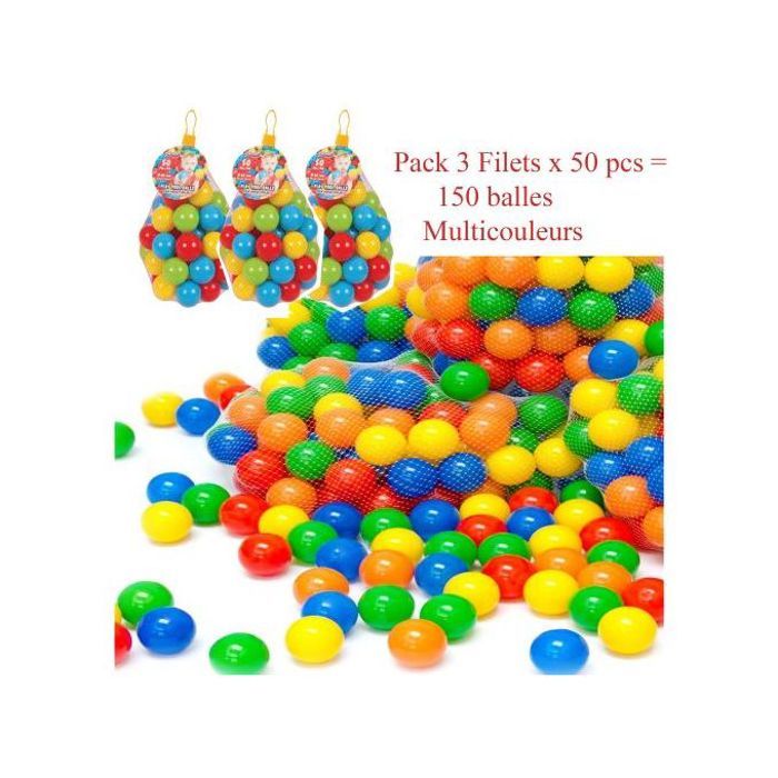 Pilsan pack 150 balles en plastique en 3 filets de 50 balles chacune