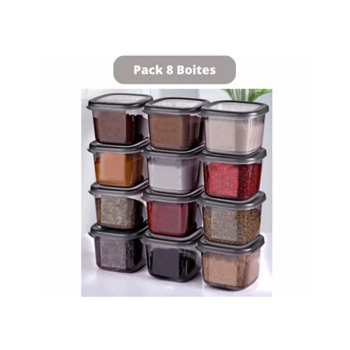 Boite Hermétique Alimentaire sans BPA avec Couvercles, Lot de 8 boites capacité 0.6 Litres