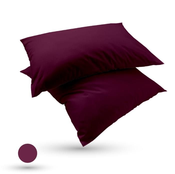 2 Taies d'oreiller Aubergine 50x70 Cm