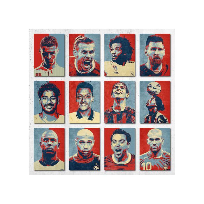 Poster A5 - Legendary Football Players - Style 3 - 12 Posters - Papier photo 350g - Décoration murale
