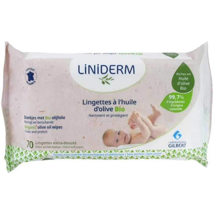 Liniderm-Gilbert Lg Bb Lingettes a l'Huile d'Olive Paquet de 70