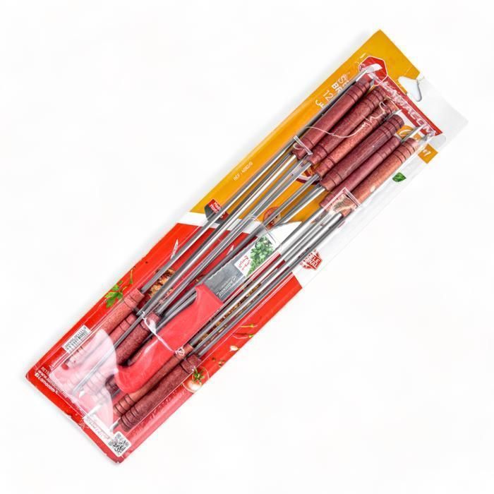 SET DE 12 BROCHETTES MANCHE BOIS + COUTEAU 4092/G