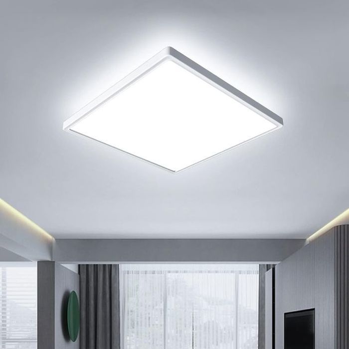 Plafonnier LED Carré, Moderne Luminaire Apparant 72W IP44