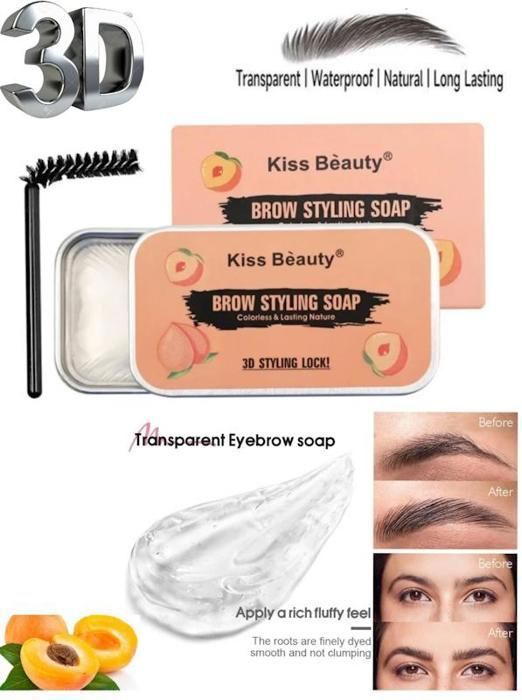 Fixateur de sourcils, 3D Savon naturel de modelage des sourcils incolore et transparent, longue durée.