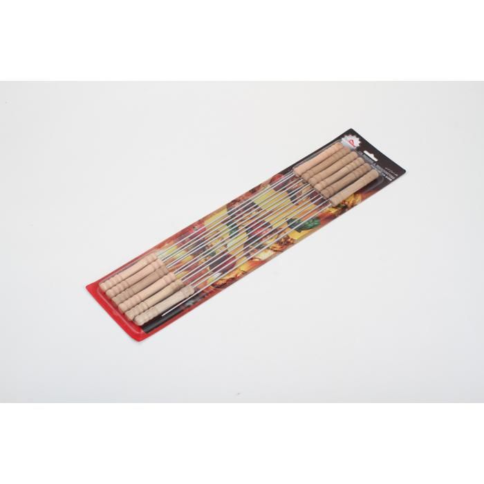 12PCS BROUCHE BARBECUE POIGN BOIS ZDBQ-01